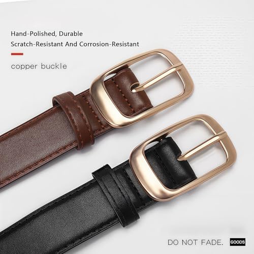 Soft And Comfortable Womens Belt With Gold Buckle,Leather Belt Accessories For Jeans Pants Ladies Dress Waist Belt4