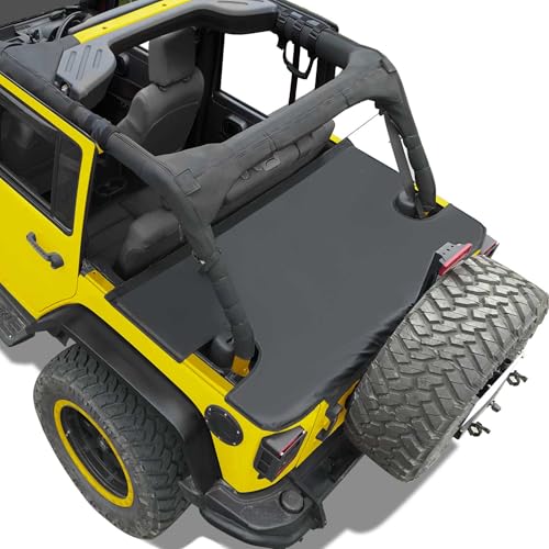 Coverspec Tonneau Cover Compatible with Jeep Wrangler JK Cargo Trunk Cover Tailgate Back Toncover for JKU Unlimited 4 Door 2007-2018 Black