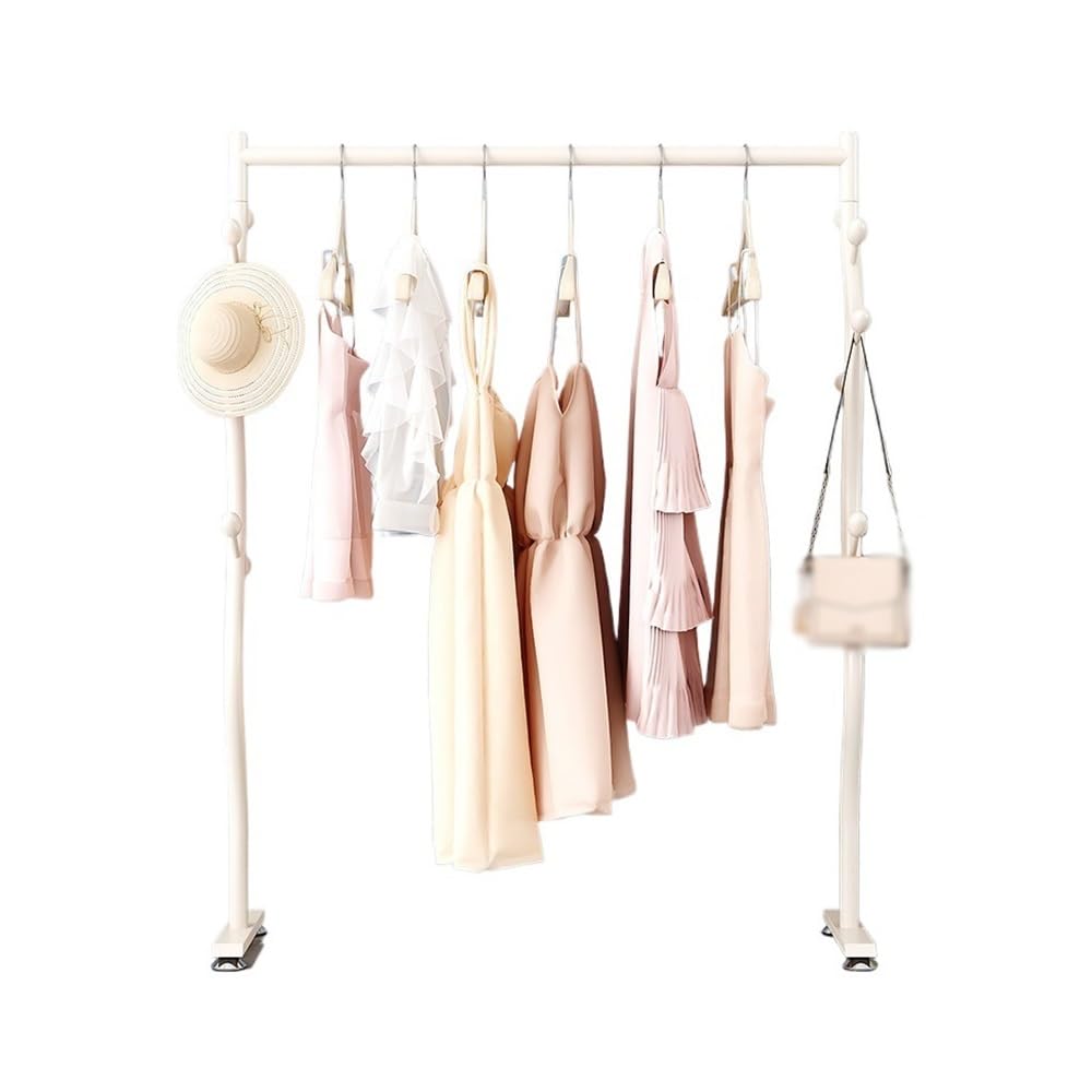 DFHS46JK Hat Rack Hanging Hanger Floor Bedroom Simple Clothes Does Not Occupy Space At Bed End Coat Rack Small Rod for Office(White,Small)
