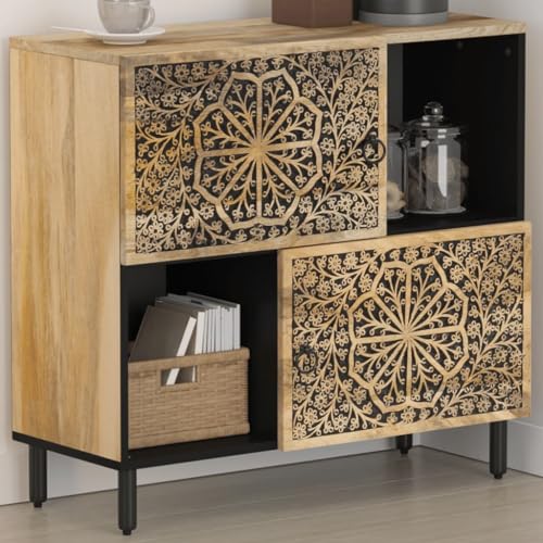 Genérico Armario Auxiliar Madera Maciza de Mango 80x33x75 cm,Mobiliario,Armarios y Almacenamiento,Aparadores-358239
