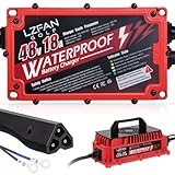 LZFAN 18 AMP Golf Cart Battery Charger for 48 Volt Club Car with Triangle 3-Pin Style Plug and Rapid Charge Cable, Portable Waterproof Golf Cart Charger Compatible with EZGO RXV & TXT