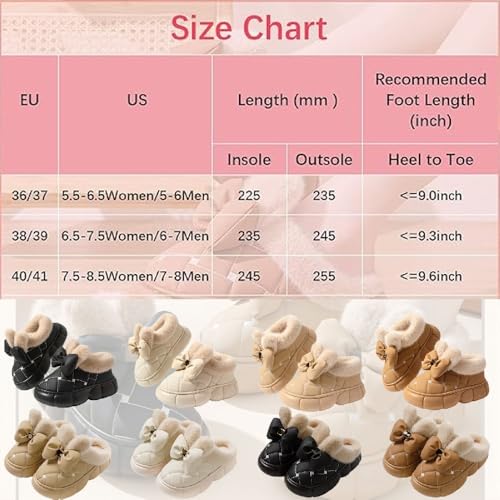 Women's Cute Bowknot Design Plush Lined Slipper, Winter Warm Fleece Lined House Shoes, Non-Slip Thick Sole & Waterproof2