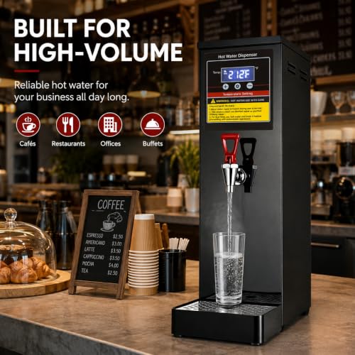 Commercial Hot Water Dispenser 30L(8GAL)/H Countertop Water Boiler, 1600W Step Heating Hot Water Machine with 86-212°F Temp Control, Auto Refill for Coffee Tea Shop Office Restaurant, Black - image 8