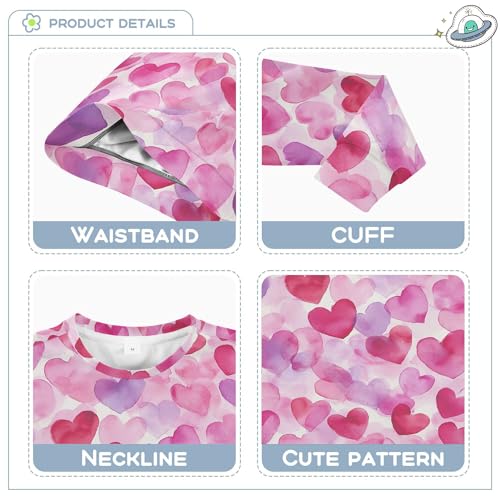 JUNZAN Cartoon Cute Pink Love Hearts Kids Boys Sweatshirt Hoodie Fleece Tops Clothing Shirts Athletic 4T3