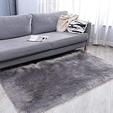 Tapis Moelleux en Fausse Fourrure, Imitation Laine Douce, Tapis de Sol en Laine, Tapis Moelleux Antidérapants Tapis de Sol Shaggy, pour Chambre Salon,Gris Clair,150cm×240cm