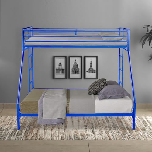 Image of Twin Over Twin Metal Bunk Bed | Bunk Bed Without Storage for Kids & Adult | Double Decker Cot for Kids Room | Space-Saving | Metal Bunker Cot (Mattress Not Included) (Base Blue M)