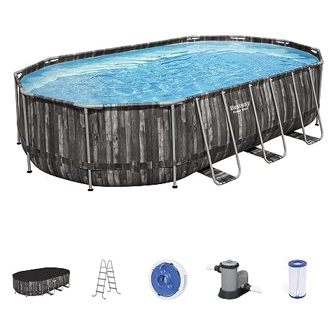 Bestway Power Steel 20' x 12' x 48" Oval Metal Frame Pool Set Cover