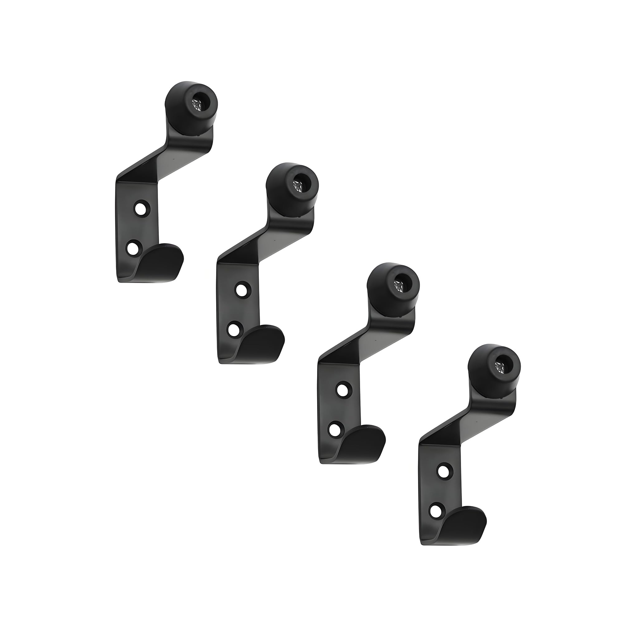 GEFONG Stainless Steel Door Stoppers with Coat Hooks Depth 76 mm Bag Hangers for Office and DIY Wall Protector Shower Towel Hook Door Bumper Rubber Stopper Black Pack of 4 Pcs