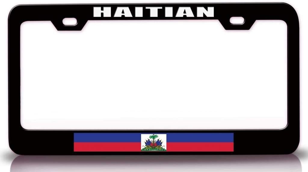 Haitian Country w/Flag Metal Car SUV Truck License Plate Frame Bl p94