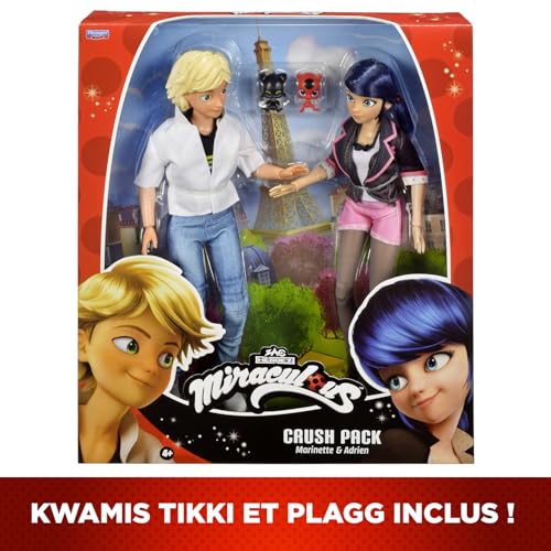 BANDAI - Miraculous - Set de Jouet - Pack 2 Poupées Marinette et Adrien - Crush Pack - Figurines Miraculous 26cm - Figurines pour Enfant Marinette Adrien - Jouet Enfant 4 Ans et + - P50377