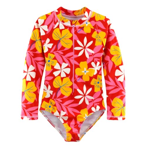 Image of Girls One Piece Swimsuit Long Sleeve Rash Guard UPF 50+ Age 2-12Y