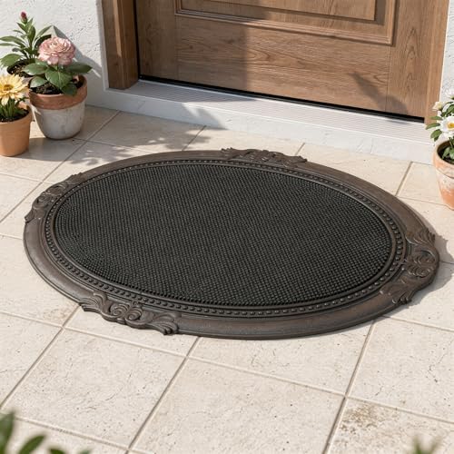 Image of Encasa XO Rubber Door Mat, Anti Skid Heavy Duty Floor Mat, Home Black 1