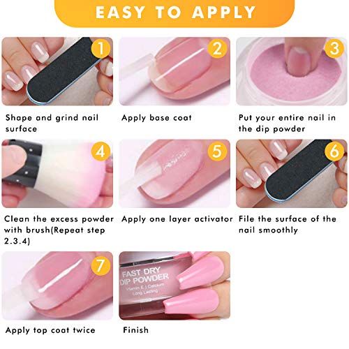 Nail Dipping Powder Kit - 1s Fast Dry Dip Nail Powder System Starter Kit 3 Colors Dip Powder Nail Kit Acrylic Dip Powder Set INFELING French Nail Manicure Nail Art Set No UV/LED Lamp Needed with Bag