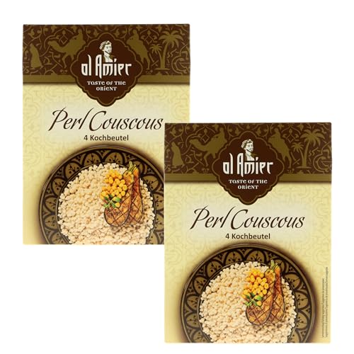Al Amier Perlcouscous 2x300g in praktischen Kochbeuteln. Eine Spezialität Nordafrikas und im Orient