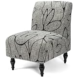 Liykimt Armless Accent Slipper Chair Cover Slipcover,Slipper Chair Without Arms Fabric Stretch Spandex Removable for Armless Chair Furniture Protector Covers for Living Dining Room(1,Gray/Black)