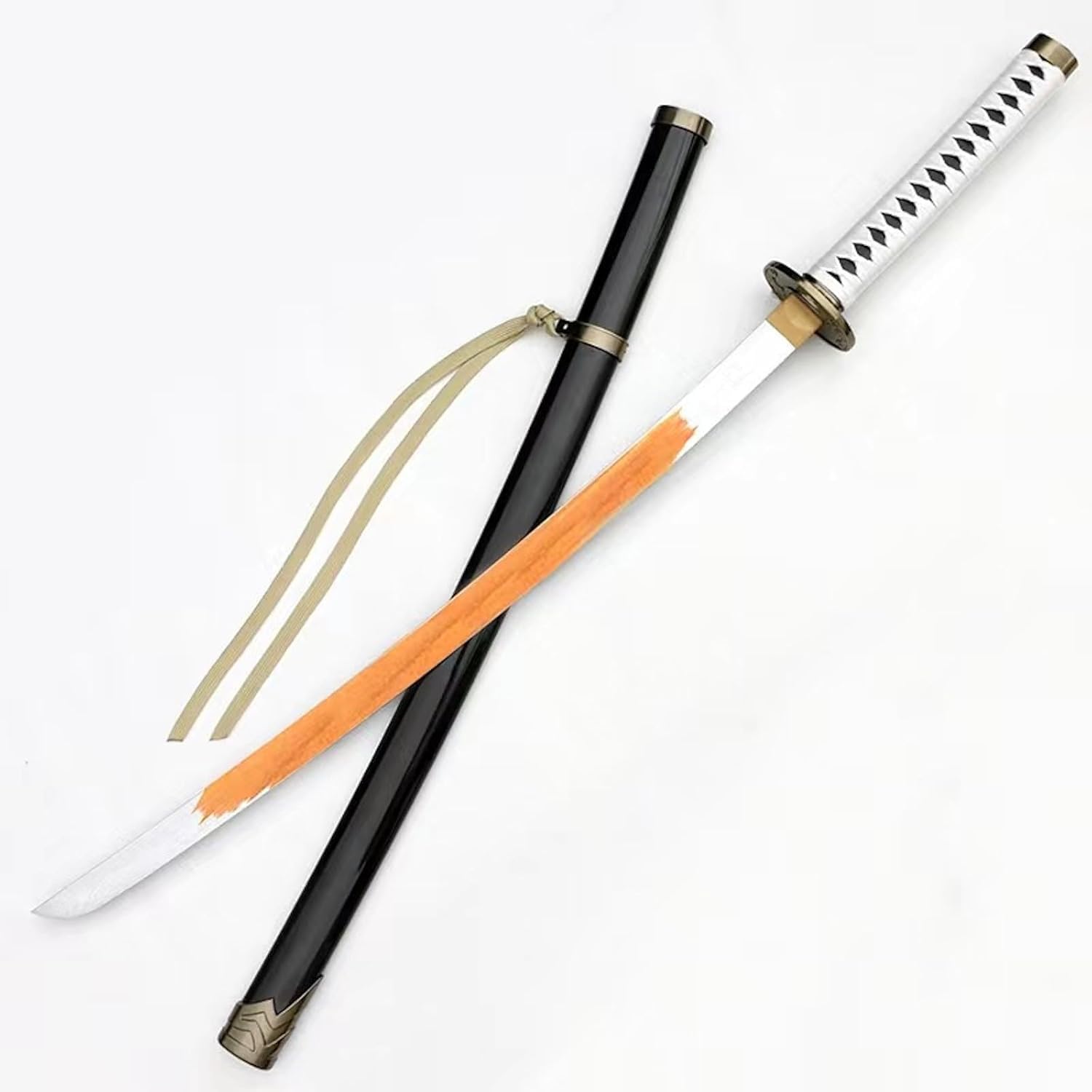 ZHAOMEI Katana en Bambou avec Fourreau laqué en Bois Massif,Bokken Fait à la Main pour l'entraînement au Kendo,Jeu de rôle,décoration de la Maison,Collection d'exposition,Cosplay,Cadeau,blanc-104CM