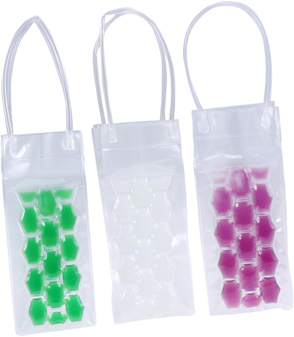 4pcs Insulated Wine Bag Bottle Cooler Tote Leakproof Pvc Double-sided Cooling Bag for Parties Bbqs Picnics Random Color