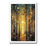 AnenaXean Printed Canvas Painting Wall Art Gustav Klimt Print Sun Forest Trees Painting Klimt Exhibition Poster Painting Yellow Decor Full Art Print Modern Home and Bedroom Decoration 20x30inch