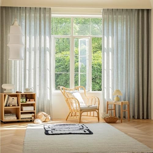 SXYITE カーテン リネンスタイル リネンブレンド 無地...