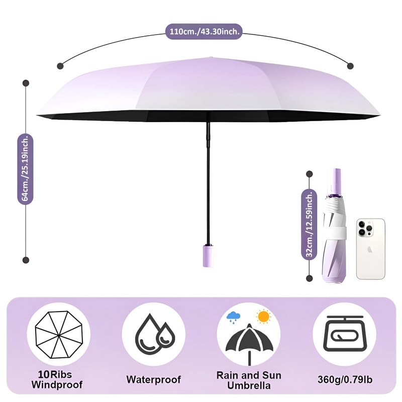 Image of Contacts Compact Folding Umbrella - Windproof Travel Umbrella with Automatic Open /Close, Waterproof, UV Protection, Portable Umbrella for Men, Women & Kids