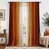 XFLINGBAO Burnt Orange Curtains 84 Inch Length for Living Room 2 Panel Set Burnt Orange and Terracotta Window Curtain Rust Orange Ombre Gradient Light Filtering Curtains Modern Abstract Drapes