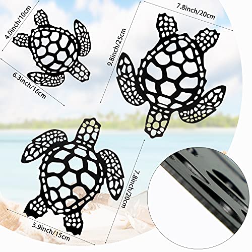 3 Pieces Sea Turtle Beach Theme Decor Metal Coastal Turtle Decor Wall Hanging Beach Sculpture Metal Farmhouse Turtle Wall Art Hawaiian Style Room Ornament For Home Indoor Outdoor Bathroom Garden #TOP1