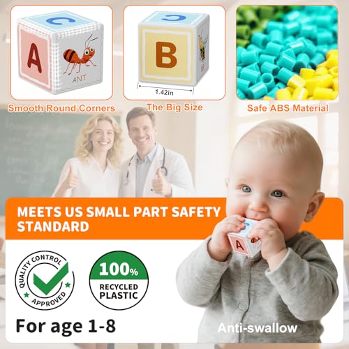 Image of Large Magnetic Blocks for kids ages 4-8-Toddler Toys,30pcs Big Magnet Building Blocks, STEM Sensory Travel Printed Montessori Toys for Boys&Girls, Learning Construction Magnetic Cubes for Gift