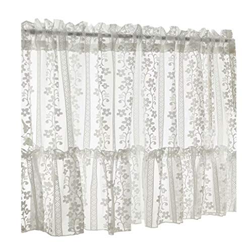 小窓用 カーテン 90cm丈 カフェカーテン 間仕切り レース 花柄 レースカーテン かわいい 姫系 透け感 キッチン 目隠し 収納棚 喫茶店 洗面所 出窓 オーダー可 洗濯可能 幅150cm*丈90cm YKFN