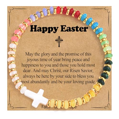 Image of Easter Gifts for Girls- Christian Cross Bracelet Religious Decorations Jewelry Gifts Easter Egg Stuffers for Kids Goddaughter Daughter Granddaughter