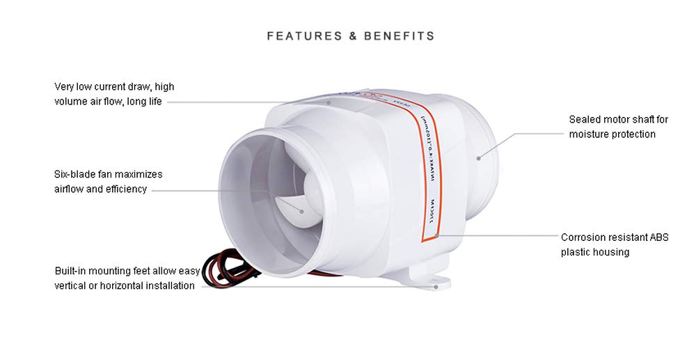 Seaflo Ventilatore del Ventilatore di sentina in Linea 4” 270 CFM