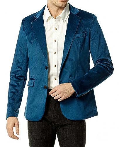 chouyatou Men's Solid Velvet Blazer Basic Slim Fit Two Button Prom Party Dinner Blazer Jacket