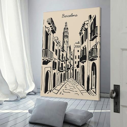 Peinture Barcelone illustration sur toile pour habiller un espace de travail inspirant