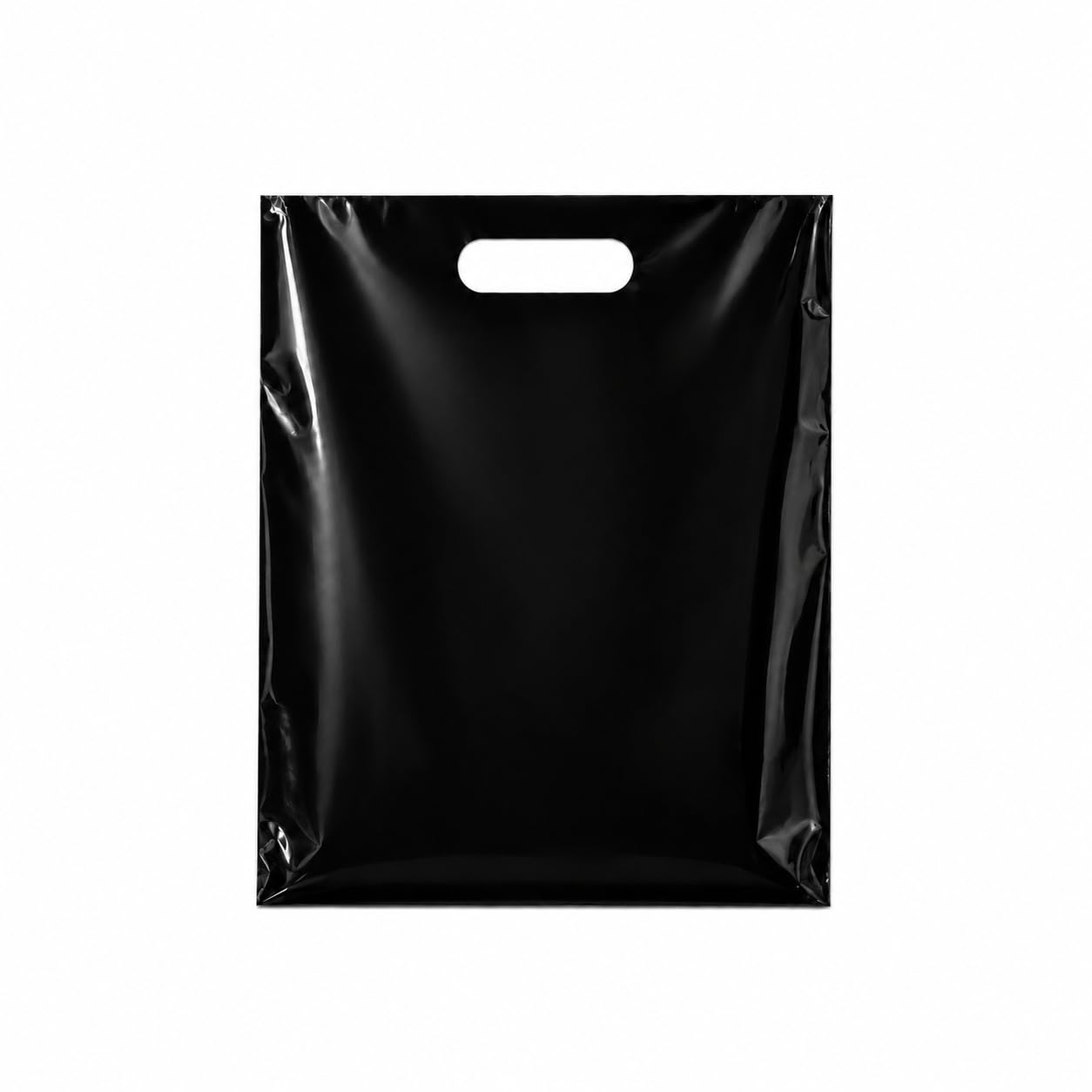 Plastikowa torba z wykrawanym uchwytem 23 x 30 cm, czarne plastikowe torby na towary, 100 sztuk do sprzedaży detalicznej, na prezenty, targi i nie tylko (23 cm x 30 cm)