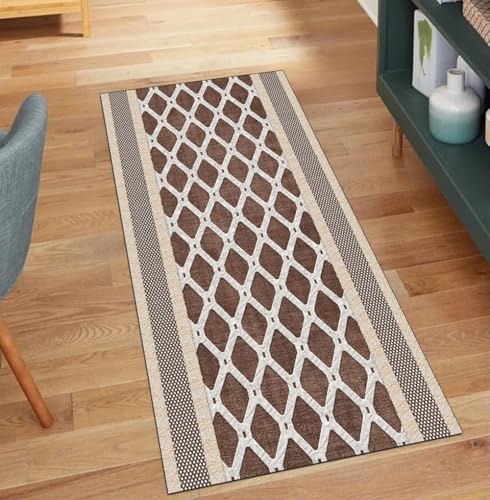 Alfombra de pasillo de cocina marrón 40x450 cm lavable antideslizante 2