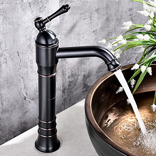Robinet de salle de bain noir pivotant à 360 en laiton