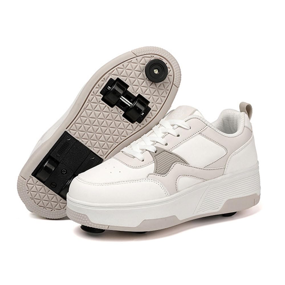 ENEN Rollschuhe 2-in-1 Kinder Outdoor Turnschuhe mit Bremse Versenkbarer 31-40 EU