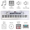 Funtaki 61 Key Electronic Keyboard Piano with Lighted Up Keys, Musical Mini Keyboard Piano with keyboard stand, Digital Portable Synthesizer Keyboards for Beginners Kids Adults (white) #1