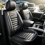 YORKNEIC Fit for Nissan Titan Seat Covers 2017-2025 2026 Faux Leather Waterproof Crew Cab Car Protector SV/PRO-4X/SL/LE Truck Full Set (Black)