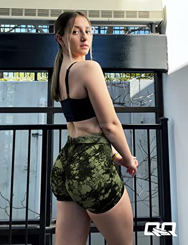 Image of QOQ Womens Workout Biker Shorts Seamless High Waisted Tummy Control Slimming Athletic Gym Yoga Pants