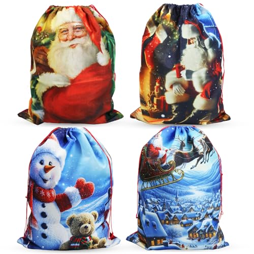 4er-Set mittelgroße Weihnachtssäcke, 35x50cm, wiederverwendbare...