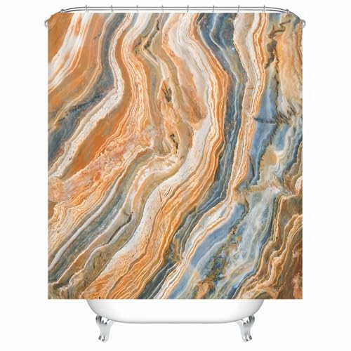 Rideau de douche textile orange abstrait imperméable polyester lavable