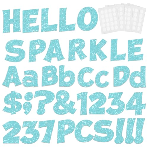 Image of 237 Pcs Glitter Bulletin Board Letters, Numbers and Punctuation 4 Inch