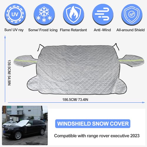 Image of Windshield Snow Cover Compatible with Range Rover 2023-2024, Car Snow Cover, Front Windshield Sunshade, Exterior Windscreen Sun Shade, UV-Rays Sun Ice Snow Frost Protector, 4-Layer Windshield Cover