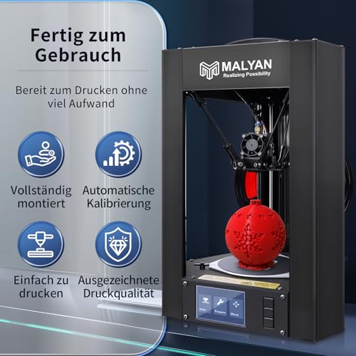 MALYAN M300 Mini Delta 3D Drucker - Fertig montierte FDM 3D Drucker für Kinder und Anfänger, MicroSD-Karte vorinstalliert mit druckbaren 3D Modellen, Druckgröße 110x120 mm – Bild 3