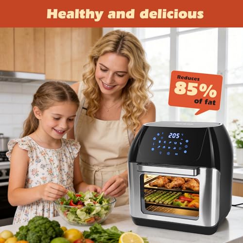 Miniatura 8 de Aigostar Owen - Freidora Aire De 12 Litros De Capacidad, Horno De Aire Multifunción, 1700 W, Pantalla Led Táctil, 8 Modos Predeterminados, Incluye 7 Accesorios, Sistema Giratorio, Libre De Bpa