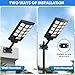 Solar Street Light Outdoor, 20000LM 6500K Waterproof Motion Sensor LED Solar Powered Flood Light with Remote Control, Dusk to Dawn Commercial Area Lighting for Outside Parking Lot, 2-Pack