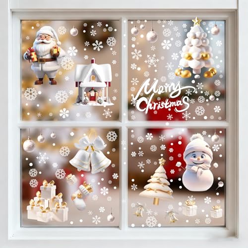 9 Hojas Pegatinas Ventana Navidad, Decoracion Navidad, Pegatinas De Pvc De Doble Cara, Adecuadas Para Puertas Y Ventanas De Vidrio, Escaparates, Decoración Festiva, Blanco