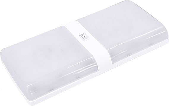 Facon DD1520 RV LED Ceiling Double Dome Light with On&Off Switch, 12V DC Interior Lighting for RV Car Trailer Camper Motorhome, 3400K Warm White Light
