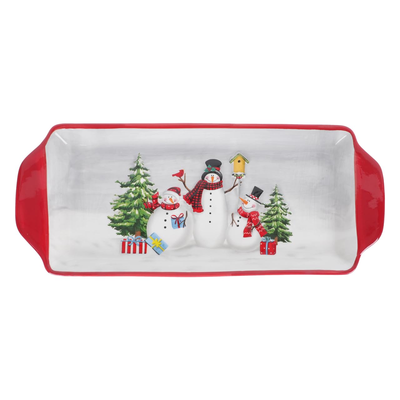 Alipis 1 Pc Servilletero Plato De Postre De Cerámica Platos De Navidad para Servir Plato De Feliz Navidad Bandeja De Nueces Bandeja para Servir Papa Noel Estante De La Joyería Arroz