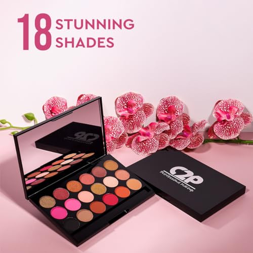 Image of C2P Pro Deep Rose 18-Color Eyeshadow Palette-Highly Pigmented, Long-Lasting, Matte & Shimmer Versatile Shades for Any Look, Vegan and cruelty-free
